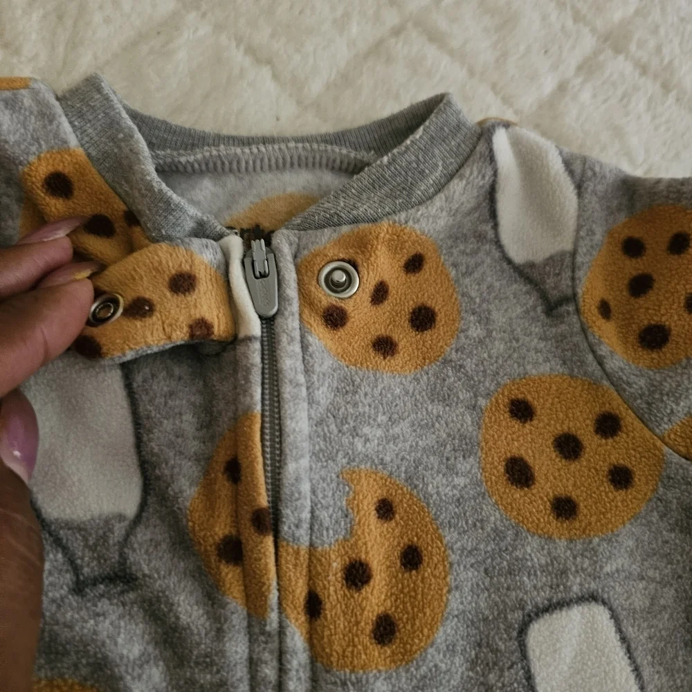 Carter's Gray Cookie and Milk Print Footie